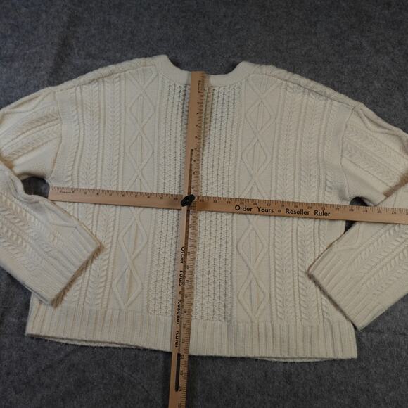 Rails Cardigan Womens Large Bixby Cable Knit Sweater Ivory Rhinestone Button - Picture 6 of 9